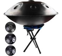 22" Steel Handpan Drum 432Hz 440Hz 10 Note Sound Healing Instrument for Meditation & Yoga Includes Mallets & Carry Bag Perfect for Music Therapy Silver Finish