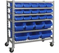 22 Tray / Bin Mobile Parts Picking Trolley - Garage & Warehouse Storage Unit