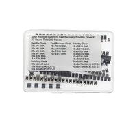 22 Types 260PCS SMD Rectifier Fast Recovery Schottky Switching Diode Kit | M1 M2 M4 M7 S2M S3M RS1M US1M ES1D ES1J SS14 SS110 SS24 SS210 SS34 SS310 SS54 LL4148 BAV99 BAV70 BAT54C BAT54S