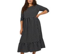 (22 UK, Black/White) Brave Soul Womens/Ladies Polka Dot 3/4 Sleeve Midi Dress