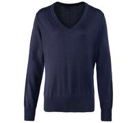 (22 UK, Navy) Premier Womens/Ladies Knitted Cotton Acrylic V Neck Sweatshirt