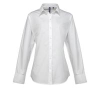 (22 UK, White) Premier Womens/Ladies Supreme Poplin Long-Sleeved Formal Shirt