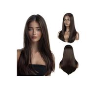 22" Wear and Go Glueless Wigs Synthetic Lace Front Wig Straight Hair for Women Adds Volume(Brown)
