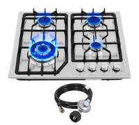 22" x 20" Integrated Gas Stove 4 Burners Stainless Steel Stove with NG/LPG Conversion Kit, Thermocouple Protection and Easy to Clean (20x22L)