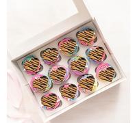22 x Pre-Cut Tiger Print Hearts Edible Wafer Rice Paper Cupcake Toppers Cake Decorations