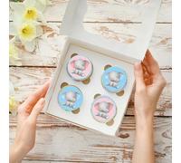 22 x PRECUT Baby Shower Pink & Blue Elephant Cupcake Topper Edible Wafer Paper Cake Toppers Decoration