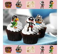 22 x PRECUT Pirate Treasure Map Cupcake Topper Edible Wafer Paper Cake Toppers Decoration