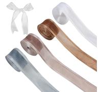 22 Yards of Vibrant Sheer Organza Ribbon Set for Easter, Weddings, Gift Wrapping, and DIY Crafts - 4 Rolls in Beautiful ,with Satin Edges for Elegant Decorations