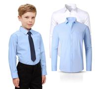 22 Yards Pro 1 Pack White Full-Sleeve Shirt, School Shirts Boys (11-17.5) - Classic Regular Fit, Button-Down, (UK, Alpha, One Size, Regular, Regular, 13" Neck - Year [10-11], Sky Blue Pack 1)