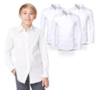22 Yards Pro 3 Pack Full-Sleeve Shirt, School Shirts Boys (11-17.5) - Classic Regular Fit, Button-Down, Easy Iron (UK, Alpha, One Size, Regular, Regular, 11.5" Neck - Year [5-6], White Pack 3)