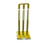 22 Yards Pro ND Sports Wicket Stumps with Bail - Durable, Lightweight & Portable Cricket Set for All Surfaces | Indoor & Outdoor Use | Includes Mesh Carry Bag (Yellow, Senior (Full Size) - Pack 1)