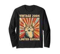 22 Years Old Gift Vintage 2004 Cat Lover 22nd Birthday Long Sleeve T-Shirt