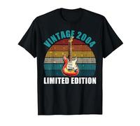 22 Yrs Old Vintage 2004 Guitarist 22nd Birthday Guitar Lover T-Shirt, Men, Black, Medium