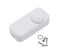 220 240V Inline Dimmer Switch with Rotary ON OFF and Knob Control Supporting Dimmable Incandescent and LED Bulbs up to 200W (white)