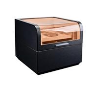 220-Capacity Glass-Top Cigar Humidor - Handmade Cedar Wood Travel Case with Humidifier & Divider, Portable Cigar Box for Men