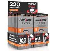 220 Hearing Aid Batteries 13 Rayovac Extra - 20 Blisters of 8 and 10 Blisters of 6 Batteries