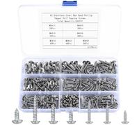 220 Pcs 304 Stainless Steel Cross Pan Flanged Head Self-Tapping Screw Kit | M3 M4 M5 Wood Screws with Washers, Self-Drilling Fasteners for Woodwork, Furniture Assembly & Daily Repair Projects