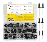220 Pcs Black Pop Rivets Assortment Kit, Large Flange Rivets, Aluminum Blind Rivetss, 3.2mm 4mm 5mm Pop Blind Rivetss, for Metal, Furniture, Car, Rails and DIY