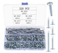 220 Pcs Phillips Head Self Drilling Screws, M4.2 Wafer Head Self Tapping Screws, Sheet Metal Tek Screws Assortment Kit, Stainless Steel Modified Truss Head Self Drilling Screws for Wood Metal