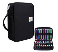 220 Slots Pencil Case Large Capacity Pencil Pouch Stationery Organizer Pen Holder Makeup Bags for Color Pen Pencils, Markers, Watercolor Pens, Makeup Brush, Cosmetic Brushes, Gel Pen (Black)