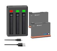2200mAh Battery，Compatible For Insta360，For ONE X3 Rechargeable Battery + LED Charger Action Camera Battery(2BatteryWithCharger)