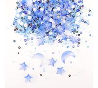 2200pcs Star Moon Glass Beads - Blue Series Acrylic Seed Pearl Spacer Beads for DIY Jewelry & Crafts