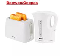 2200W 1.7L Electric Kettle & 650W 2 Slice Bread Toaster Kitchen Combo Set White