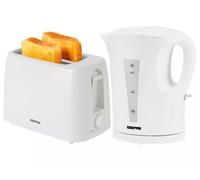 2200W 1.7L Electric Kettle & 650W 2 Slice Bread Toaster Kitchen Combo Set White