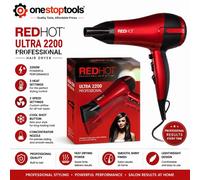 Red Hot 2200W Hair Dryer / 3 Heat Settings, 2 Speed Settings/Cool Air Function, Removable Styling Nozzle, Fast Drying Hair Dryer/Red 37060