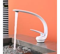 22012 Creative Arched Moon Faucet Bathroom Sink Mixer Hotel Tap Bubble Flow Ceramic Valve Core Water-Saving Design Elegant White Finish