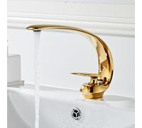 22012 Gold Bathroom Faucet - Creative Arched Moon Design Hotel Sink Mixer Bubble Flow Ceramic Valve Core Water-Saving Elegant Washbasin Tap