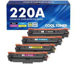 220A 220X Toner Compatible for HP 220A Toner Color Laserjet Pro MFP 4302dw 4302fdw 4202dw 4202dn 4302fdn Black Cyan Yellow Magenta, W2200A W2201A W2202A W2203A With Chip 4PK