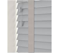 220Cm Dove Grey Faux Wood Venetian With Tapes 120Cm Drop