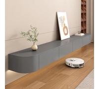 220CM Floating TV Stand, Wall Mounted Media Console with Doors, Large Storage Cabinet, Contemporary Farmhouse TV Shelves for Living Room, Gray Finish