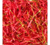220g Red and Gold Shredded Tissue Paper, Easter Tissue Paper, Ideal Hamper Filling and Stuffing Suitable for Valentine's Day, Birthday Gift Decorations, Diy Gift Packaging