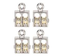 220lb Load Bearing Double Pulley Block Resistant Zinc Alloy 4-Pack for Rope Cable 100kg Load Capacity Smooth Rotation with 360 Degree for Lifting Moving Pulling