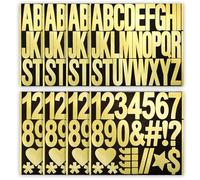 220pcs 8 Sheets Capital Letter and Number Stickers, 3 Inch Self Adhesive Vinyl Alphabet Stickers Waterproof Stick on Letters and Numbers Decals for Craft Scrapbook Poster Window (Golden)