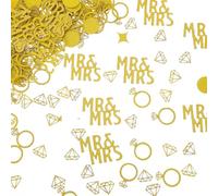 220Pcs Gold Wedding Table Confetti, Mr and Mrs Diamond Ring Circle Dots Glitter Confetti Scatter Decorations for Marriage Ceremony Bridal Shower Engagement Party Bachelorette Party Hen Parties