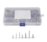 220pcs M3 M4 M5 304 Stainless Steel Pan Head Tapper Self Tapping Screws Set Transparent Storage Case Various Sizes Clear Cross Heads Plumbers Repairmen DIYers