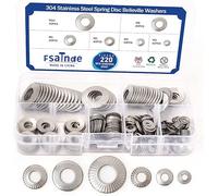 220PCS Metric M3 to M10 304 Stainless Steel Conical knurled Spring Washer Belleville Washer Assortment Kit
