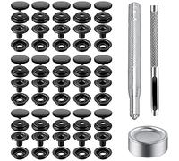 220pcs Snap Fastener Kit, BetterJonny 15mm Heavy Duty Brass Canvas Snap Button Stainless Steel Press Stud Cap with 3 Setting Tools for Boat Bag Leather DIY Craft