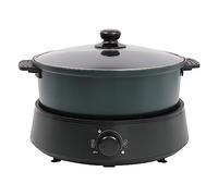 220V 1350W Electric Hot Pot, 4L Shabu Shabu Hot Pot with Non-Stick Coating, Separate Design Multifunctional Electric BBQ Grill Pot with Overheating and Dry-Burning Protection (Green)