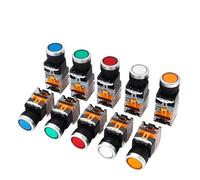 220V 22mm LA38 1NO/1NC Round self-locking Reset power button switch instantaneous switch with light LED indicator Self-recovery EFDSVUHE(LA38-11BN Black,20PCS)