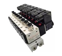 220V 24V Multi Option 3V210-08 Pneumatic Solenoid Valve Block with Muffler Fitting Base Manifold 2/3/4/5/6 Row 3 Port(5 Row 8mm Fitting)