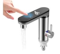 220V 3000W Touch Screen Instant Hot Water Tap, 3 Second Fast Heating Water Heater Tap with Digital Display, Stainless Steel Electric Hot/Cold Mixer Electric Faucet for Sink, 120 Degree Swivel Spout