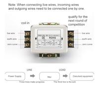 220V Bipolar Terminal Block Power Line Filter, Single-Phase Rail Mount Electrical Noise Suppression Filter for Industrial Equipment, 10A-30A Rated Current,(6A yes)