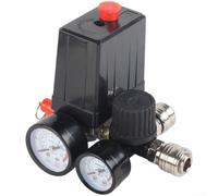 220V Pressure Switch Assembly 4 Port Adjustable Regulator Valve 90 120PSI (A)