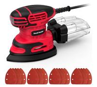 220W Electric Detail Mouse Sander - 13,000 RPM Compact Palm Sander with Dust Collection & Dustproof Switch, 20 Sanding Sheets for Wood, Paint Removal, Furniture Restoration & DIY