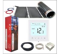 220w/m² Pre-attached Wire Heating Film and Wifi Thermostat Kits Flush Mount Boxes, Corrugated Pipe And 3metre TemperatureSensor (2m² film and smart thermostat)