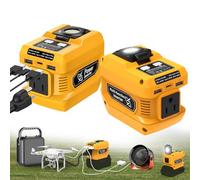 220W Power Inverter for Dewalt 20V Battery, DC 20V to AC 110V Portable Power Station Generator with 1 AC Outlet, 2 USB Ports and 1 Type-C Fast Charging, LED Work Light
